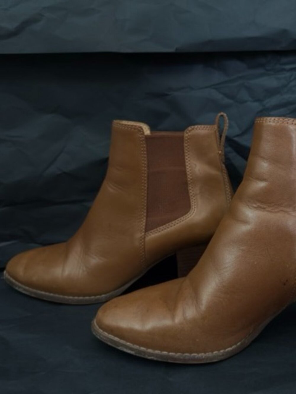 MADEWELL Brown Rounded Toe Leather Booties